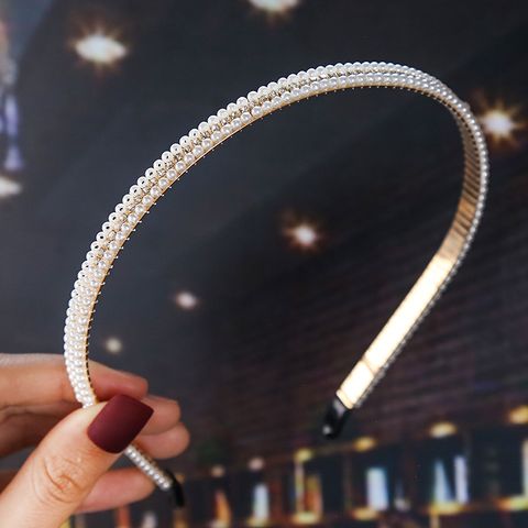 Simple Style Round Artificial Pearl Beaded Hair Band