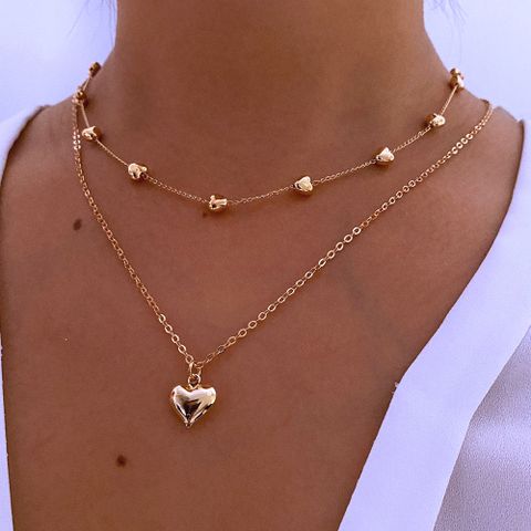 Fashion Heart Shape Alloy Plating Women's Layered Necklaces