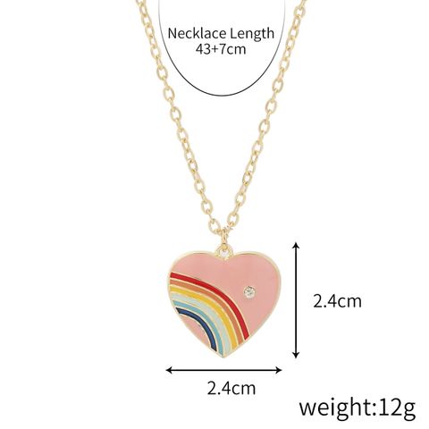 Fashion Heart Shape Alloy Enamel Women's Pendant Necklace