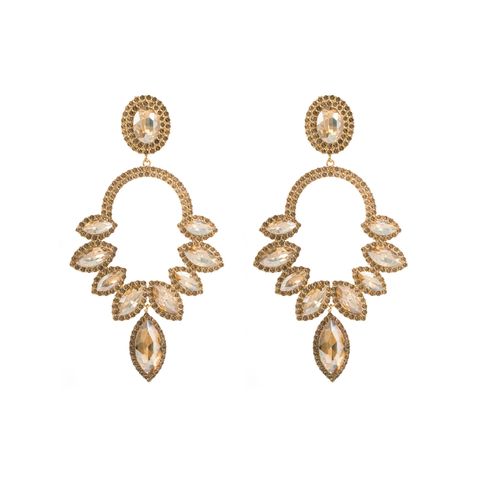 1 Pair Classic Style Geometric Flower Alloy Plating Rhinestones Women's Dangling Earrings