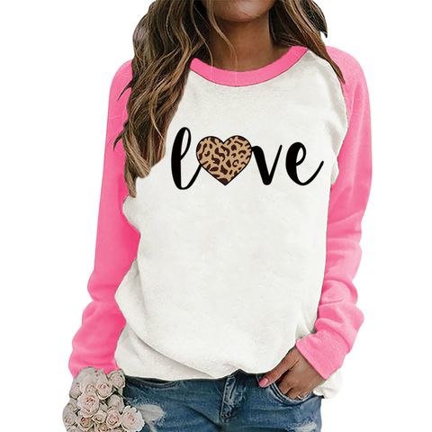 Women's Hoodie Long Sleeve Hoodies & Sweatshirts Printing Patchwork Casual Valentine's Day Fashion Letter