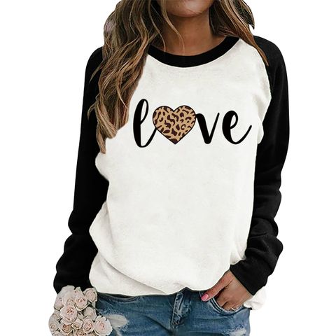 Mujeres Sudadera Manga Larga Sudaderas Con Capucha Y Sudaderas Impresión Labor De Retazos Casual Día De San Valentín Moda Letra