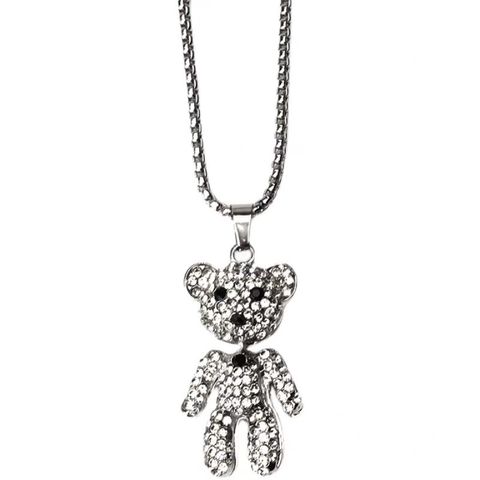 Fashion Bear Alloy Inlay Rhinestones Women's Pendant Necklace 1 Piece