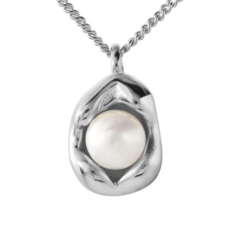Fashion Irregular Silver Plating Inlay Pearl Pendant Necklace 1 Piece