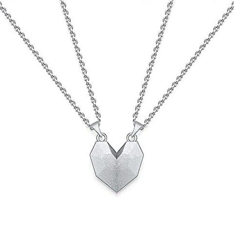 Fashion Heart Shape Alloy Leather Rope Unisex Pendant Necklace 1 Pair