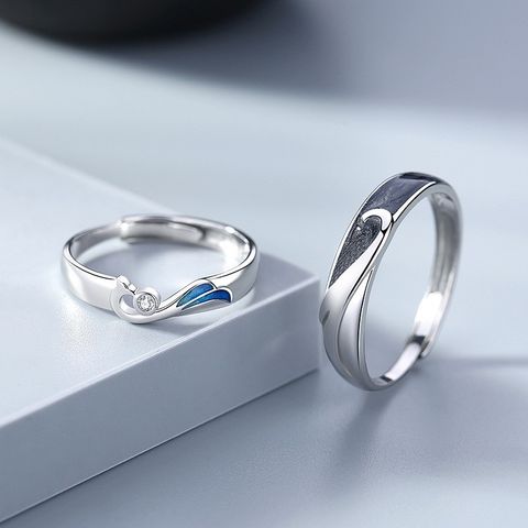Fashion Letter Sterling Silver Plating Inlay Artificial Gemstones Rings 1 Piece
