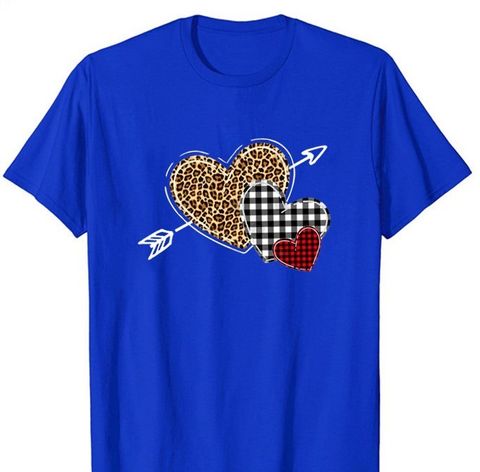 Frau T-shirt Kurzarm T-shirts Drucken Valentinstag Mode Herzform