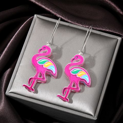 1 Pair Fashion Flamingo Heart Shape Bee Resin Women's Drop Earrings