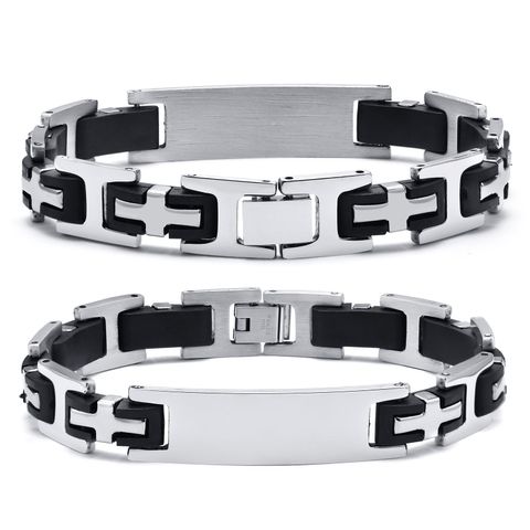 Retro Geometric Cross Stainless Steel Polishing Men's Bracelets 1 Piece