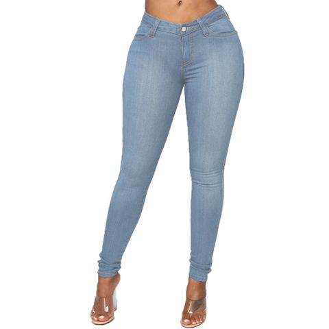 Women's Daily Fashion Solid Color Full Length Washed Jeans
