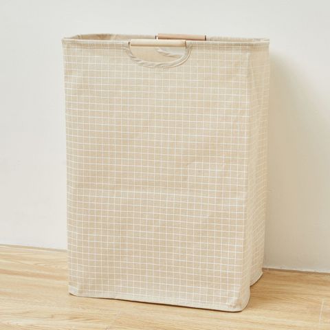 Simple Bamboo Handle Solid Color Fabric Storage Basket Wholesale Nihaojewelry
