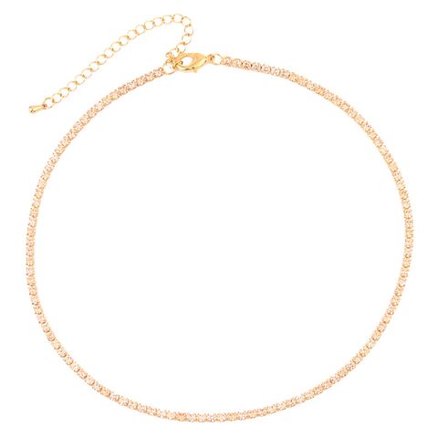 Shiny Geometric Copper Gold Plated Zircon Necklace