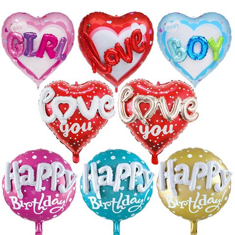 Valentine's Day Birthday Round Letter Heart Shape Aluminum Film Party Balloons 1 Piece