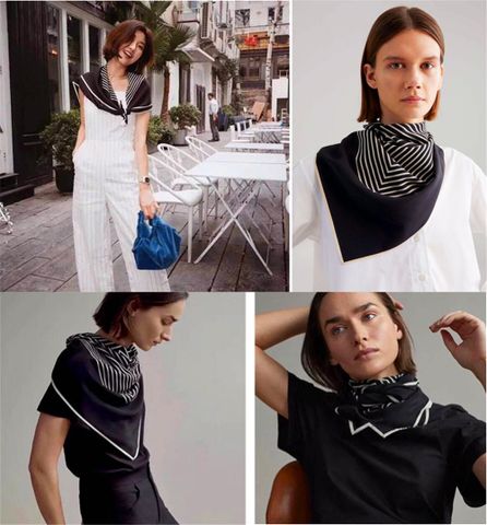 Women's Fashion Stripe Hot Air Balloon Key Twill Silk Scarves