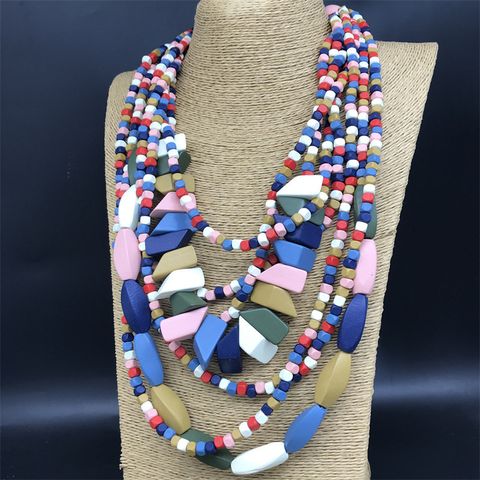 Ethnischer Stil Blume Perlen Holz Großhandel Halskette