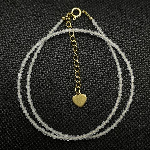 Fashion Round Natural Stone Titanium Steel Beaded Necklace 1 Piece
