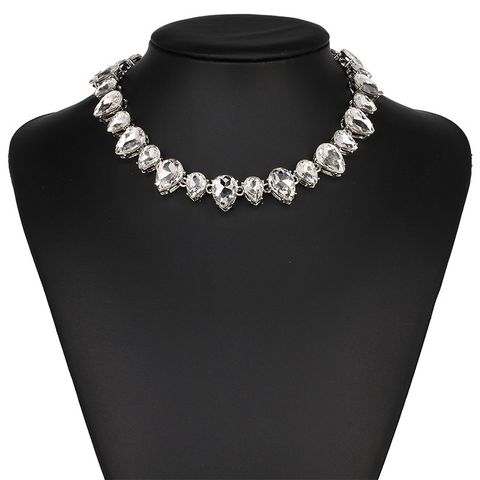 Fashion Water Droplets Alloy Rhinestone Women's Necklace 1 Piece