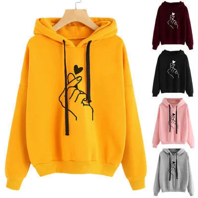 Women's Hoodie Long Sleeve Hoodies & Sweatshirts Printing Fashion Heart Shape