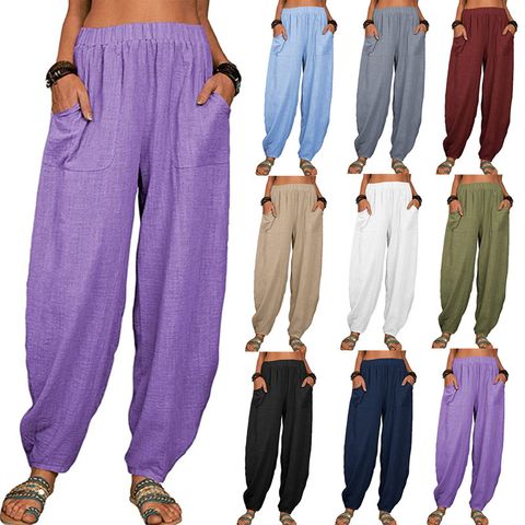 Women's Home Casual Solid Color Full Length Casual Pants