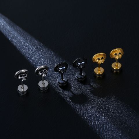 Fashion Skull Stainless Steel Plating Ear Studs 1 Pair
