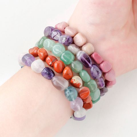 Simple Style Round Natural Stone Beaded Bracelets 1 Piece