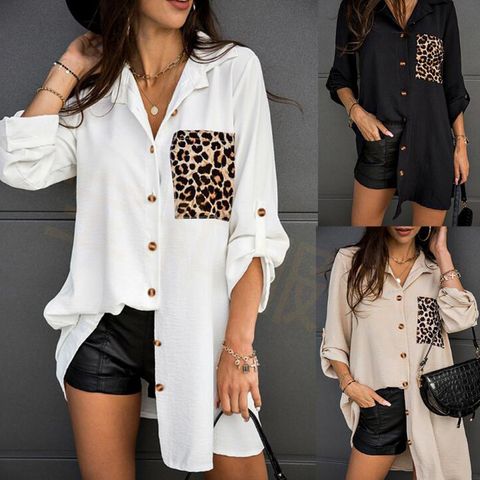 Women's Blouse Long Sleeve Blouses Printing Streetwear Leopard