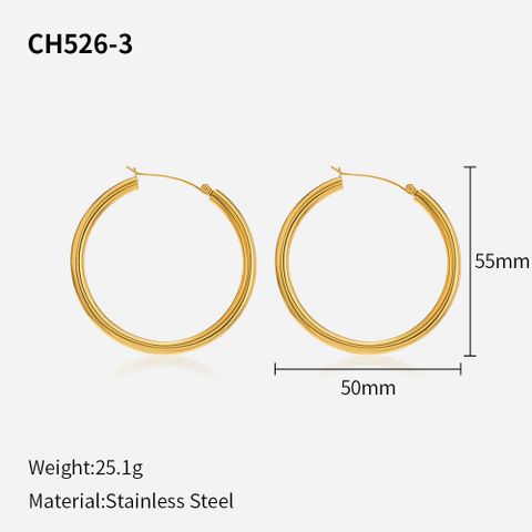 Simple Style Solid Color Stainless Steel Plating Hoop Earrings 1 Pair