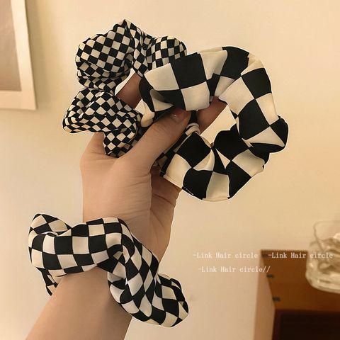 Simple Style Checkered Cloth Hair Tie 1 Piece