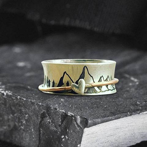Fashion Mountain Heart Shape Alloy Plating Women's Rings 1 Piece