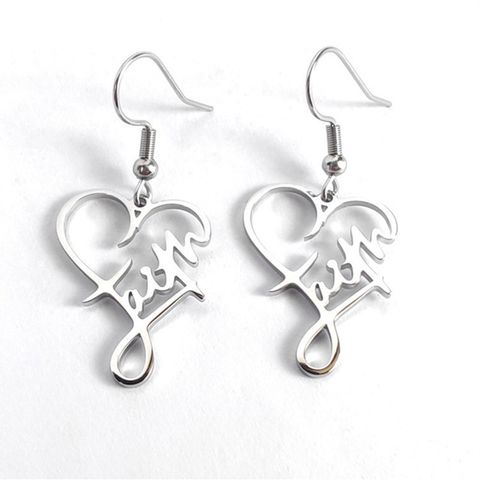 Retro Cross Heart Shape Titanium Steel Plating Drop Earrings 1 Pair