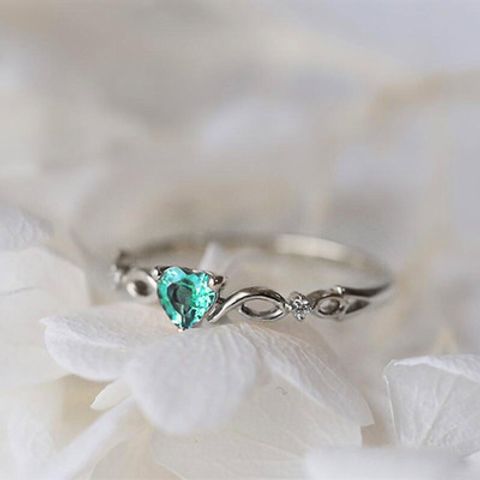 Fashion Peach Heart Copper Ring Love-shaped Zircon Ring Fashion Jewelry