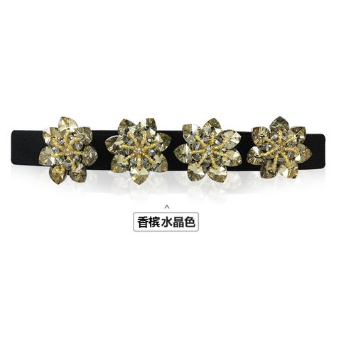 Wholesale New Glass Rhinestone Inlaid Elastic Thin Belt Decoration With Skirt