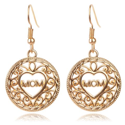 1 Pair Fashion Mama Letter Heart Shape Alloy Hollow Out Mother's Day Women's Drop Earrings