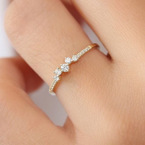 Fashion Micro-set Zircon Ring Copper Silver Plated Rose Gold Engagement Ring