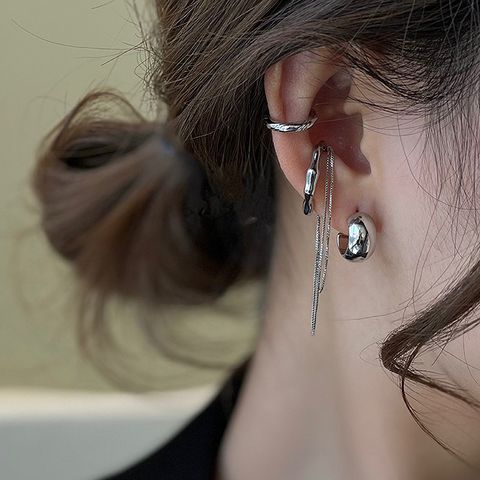 Simple Irregular Metal Chain Ear Bone Clip Earrings Four-piece Set Wholesale