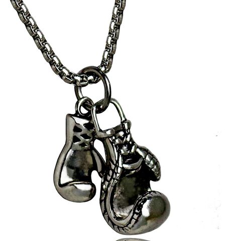 Simple Stainless Steel Pendant Double Boxing Composite Combination Gloves Necklace