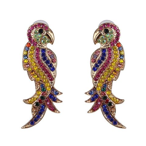 Vintage Electroplated Crystal Diamond Bird Earrings Nhjj154489