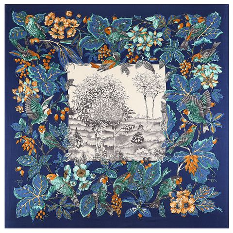 Women's Elegant Plant Polyester Silk Scarf