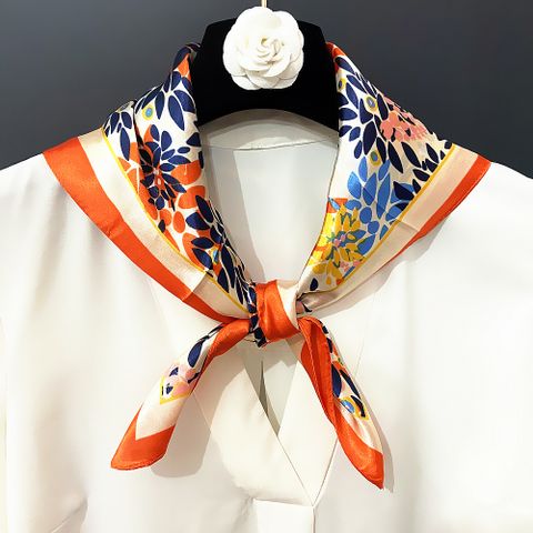 60cm Spring New Little Leaves Professional Ladies Square Scarf Silk Scarf Wholesale