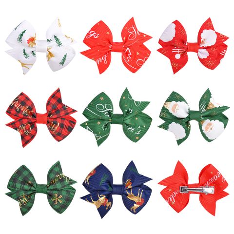 Cute Children's Hair Accessories Solid Color Ribbed Ribbon Bow Hairpin