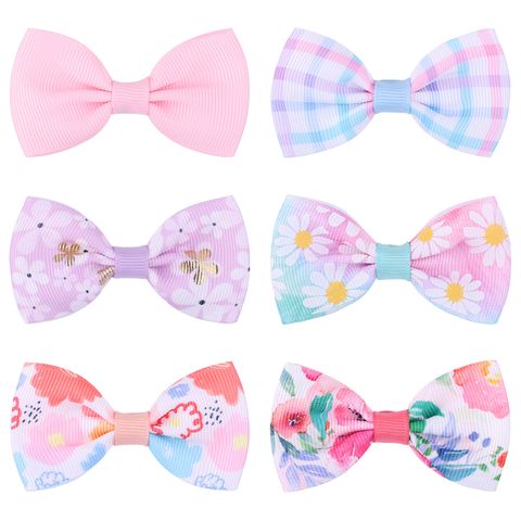 Cute Children's Hair Accessories Ribbed Belt Printing Solid Color Hairpin