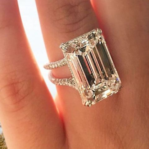 New Shining Super Large 14*10mm Square Diamond Zircon Copper Ring Ladies Jewelry