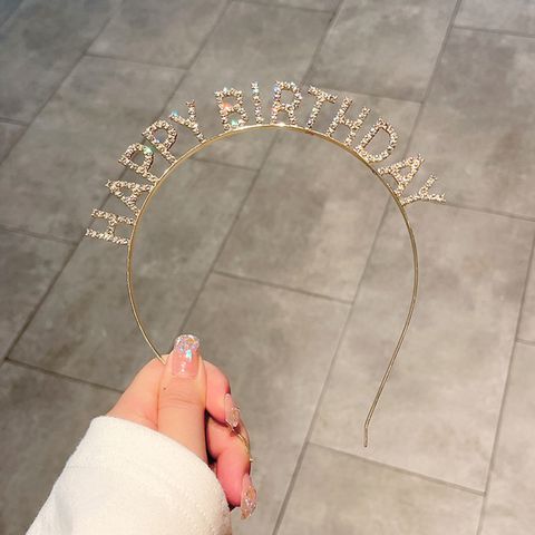 New Happy Birthday Headband Happybirthday Flash Diamond Letter Crown Headband