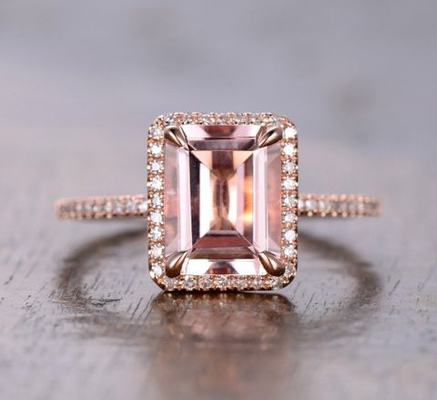 Fashion Square Diamond Ring Luxury Copper Plated Rose Gold Inlaid Zircon Ring