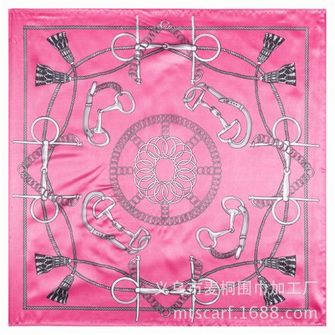 Fashion Chain Tassel Pattern Ladies Simulation Silk Scarf Small Square Scarf