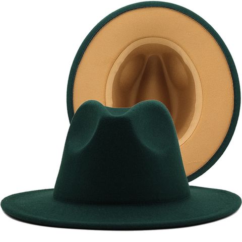 Nuevo Sombrero De Fieltro A Juego De Color De Doble Cara Con Parte Superior De Lana De Color Sólido A La Moda Al Por Mayor