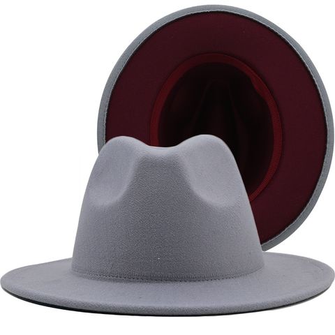 Fashion New Solid Color Woolen Top Double-sided Color Matching Felt Hat Wholesale