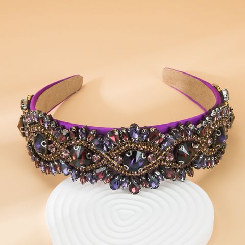 Purple Inlaid Glass Geometric Wide-brimmed Headband Wholesale
