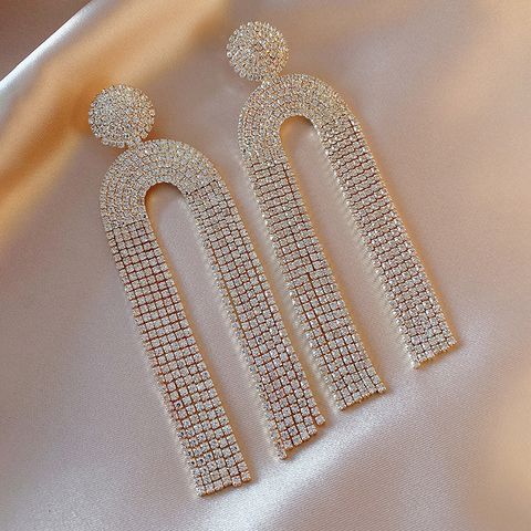 Fashion Tassel Rhinestone Artificial Gemstones Earrings