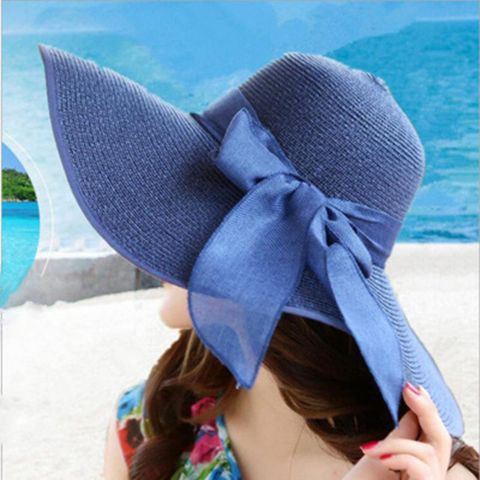 Sombrero De Mujer Plegable Con Protección Solar Para La Playa De Verano Para Mujer De Verano De Paja De Ala Grande